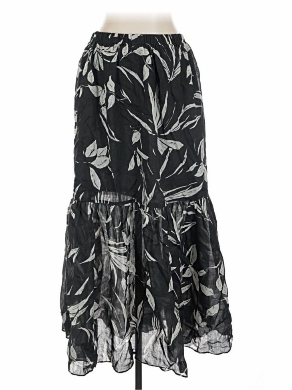 Banana Republic Black and White Leaf-Print Maxi Skirt
